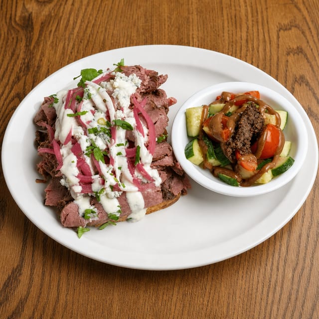 Open-Face Roast Beef Sandwich.